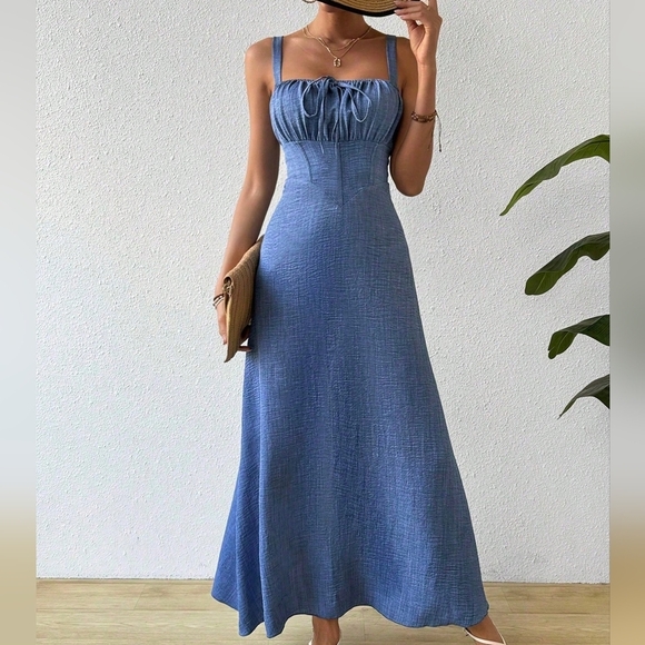 Dresses & Skirts - Pleated Bust Tie Strap Cami Dress
